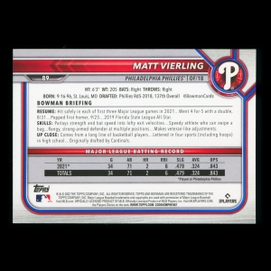 Matt Vierling RC 2022 Bowman Rookie Phillies