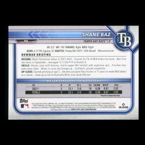 Shane Baz RC 2022 Bowman Rookie Rays