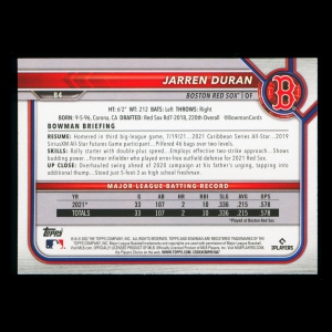 Jarren Duran RC 2022 Bowman Rookie Red Sox