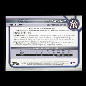 Trey Sweeney 2022 Bowman 1st Prospect Yankees