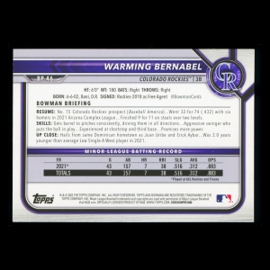 Warming Bernabel 2022 Bowman 1st Prospect Rockies