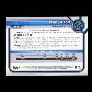 Brady Allen 2022 Bowman 1st Prospect Marlins