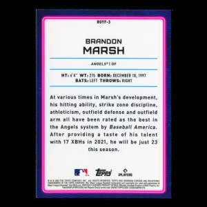 Brandon Marsh RC 2022 Bowman Chrome Rookie of the Year Favorites Angels