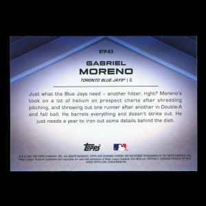 Gabriel Moreno 2022 Bowman Chrome Scouts Top 100 Blue Jays