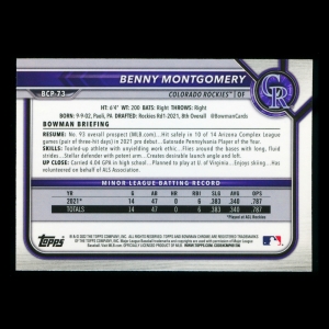 Benny Montgomery 2022 Bowman Chrome Prospects Rockies