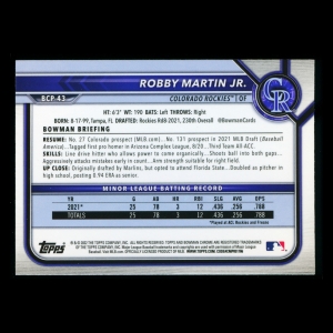 Robby Martin Jr. 2022 Bowman Chrome 1st Bowman Prospects Rockies