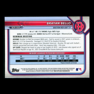 Brayan Bello 2022 Bowman Chrome 1st Bowman Prospects Red Sox
