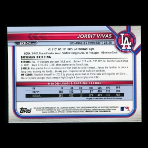 Jorbit Vivas 2022 Bowman Chrome 1st Bowman Prospects Dodgers