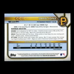 Dariel Lopez 2022 Bowman Chrome 1st Bowman Prospects Pirates