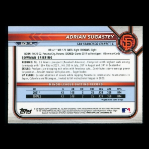 Adrian Sugastey 2022 Bowman Chrome 1st Bowman Prospects Giants