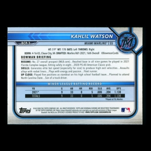 Kahlil Watson 2022 Bowman Chrome 1st Bowman Prospects Marlins