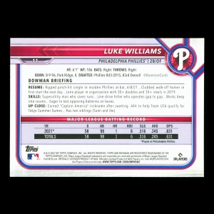 Luke Williams RC 2022 Bowman Rookie Phillies 