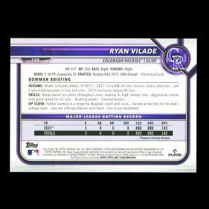 Ryan Vilade RC 2022 Bowman Rookie Rockies  