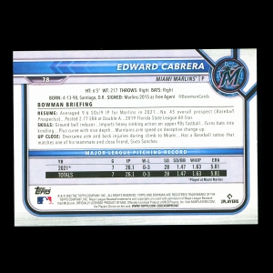 Edward Cabrera RC 2022 Bowman Rookie Marlins