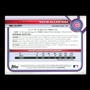 Kevin Alcantara 2022 Bowman Prospects Cubs
