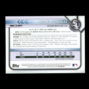 Misael Gonzalez 2022 Bowman Prospects 1st Bowman White Sox
