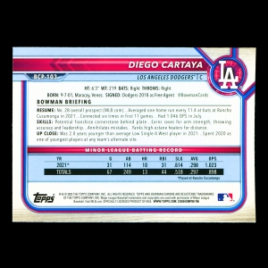 Diego Cartaya 2022 Bowman Chrome Prospects Dodgers