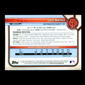 Luis Matos 2022 Bowman Chrome Prospects Giants