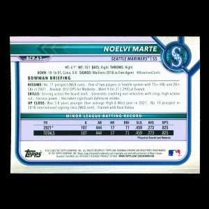 Noelvi Marte 2022 Bowman Chrome Prospects Mariners