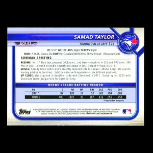 Samad Taylor 2022 Bowman Chrome Prospects 1st Bowman Blue Jays