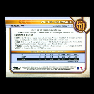 Victor Lizarraga 2022 Bowman Chrome Prospects 1st Bowman Padres