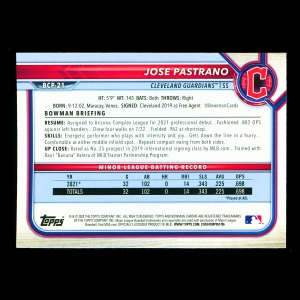 Jose Pastrano 2022 Bowman Chrome Prospects 1st Bowman Guardians