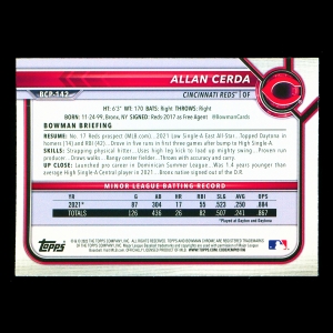 Allan Cerda 2022 Bowman Chrome Prospects 1st Bowman Reds