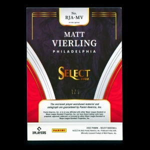 Matt Vierling RC 2022 Select Rookie Jersey Autographs Blue Pulsar Phillies 1/5