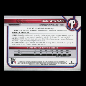 Luke Williams RC 2022 Bowman Rookie Phillies