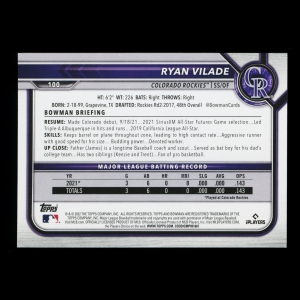Ryan Vilade RC 2022 Bowman Rookie Rockies