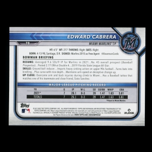 Edward Cabrera RC 2022 Bowman Rookie Marlins