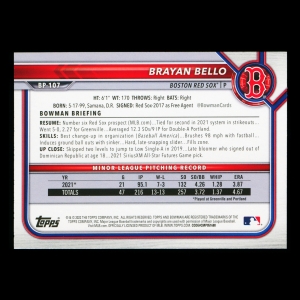 Brayan Bello 2022 Bowman Prospects 1st Bowman Red Sox
