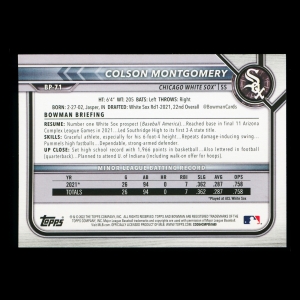 Colson Montgomery 2022 Bowman Prospects 1st Bowman White Sox