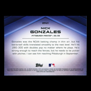 Nick Gonzales 2022 Bowman Chrome Scouts Top 100 Pirates