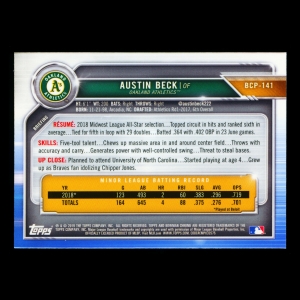 Austin Beck 2019 Bowman Chrome Prospects Athletics