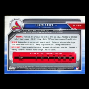 Luken Baker 2019 Bowman Chrome Prospects Cardinals