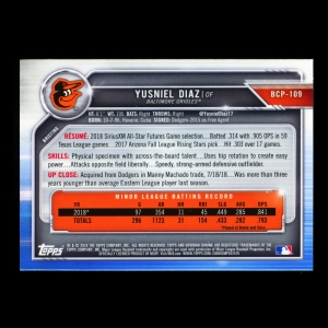 Yusniel Diaz 2019 Bowman Chrome Prospects Orioles