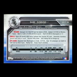 Dane Dunning 2019 Bowman Chrome Prospects White Sox