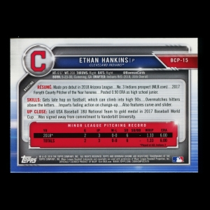 Ethan Hankins 2019 Bowman Chrome Prospects Indians