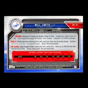 Will Smith 2019 Bowman Prospects Dodgers