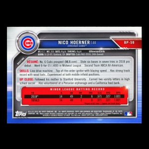Nico Hoerner 2019 Bowman Prospects Cubs
