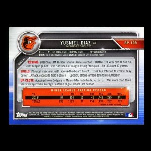 Yusniel Diaz 2019 Bowman Prospects Orioles