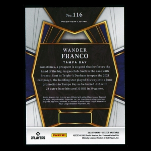 Wander Franco RC 2022 Select Rookie PRM Rays