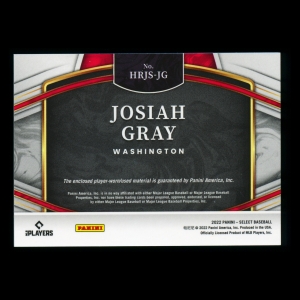 Josiah Gray RC 2022 Select Horizontal Rookie Jumbo Swatch Nationals