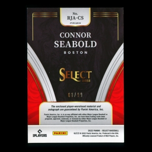 Connor Seabold 2022 Select Rookie Jersey Autographs Tri-Color Red Sox 08/99