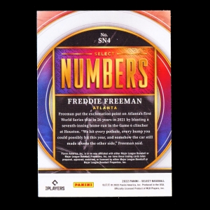 Freddie Freeman 2022 Select Numbers Braves