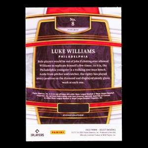 Luke Williams RC 2022 Select Tri-Color Rookie Phillies