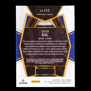 Luis Gil RC 2022 Select Rookie PRM Yankees