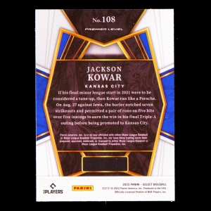 Jackson Kowar RC 2022 Select Rookie PRM Royals