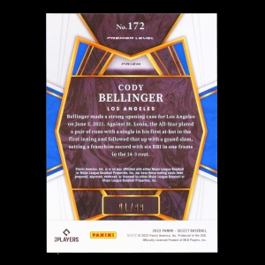 Cody Bellinger 2022 Select Neon Green PRM Dodgers 01/99